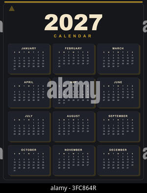 2027 calendar or planner template printable minimalist vector design ...