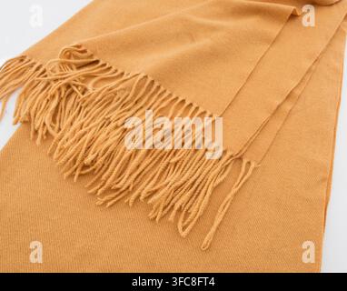 Close-up of scarf or plaid with fringe Stock Photo