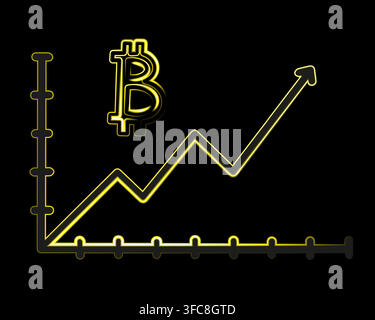 Vector isolated illustration of bitcoin price growth. Stock Vector