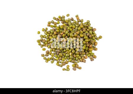 Heap of Raw Green Mung Beans Isolated on White Background Stock Photo