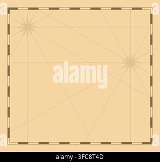 Vintage Nautical Map Template with Compass Roses and Border Stock Vector