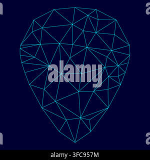 Mediator for guitar low poly triangulation triangulated polygonal electric cyan blue vibrant aqua neon color vector illustration image outline Stock Vector