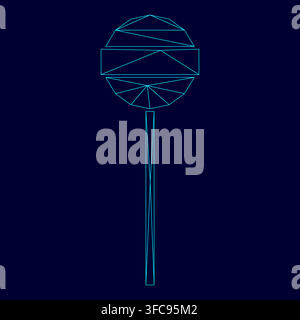 Lollipop low poly triangulation triangulated polygonal electric cyan blue vibrant aqua neon color vector illustration image outline contour line style Stock Vector
