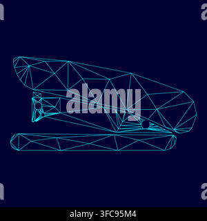 Stapler low poly triangulation triangulated polygonal electric cyan blue vibrant aqua neon color vector illustration image outline contour line style Stock Vector
