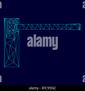Barrier low poly triangulation triangulated polygonal electric cyan blue vibrant aqua neon color vector illustration image outline contour line style Stock Vector