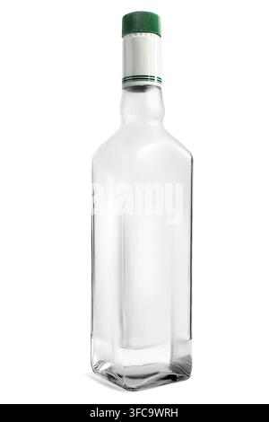 Empty gin glass bottle isolated on white background Stock Photo