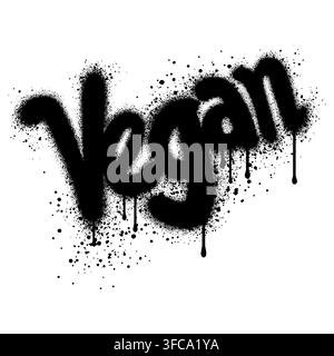 Graffiti vegan text sprayed in black over white. Stock Vector