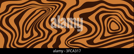 Rich fudge texture with creamy swirls and glossy drips. Deep brown seamless pattern with dessert elements. Stock vector illustration in sweet style. Stock Vector