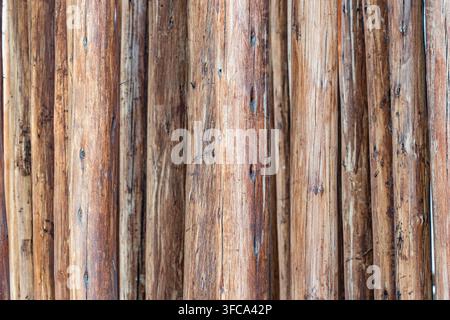 Vertical wooden logs texture background Stock Photo