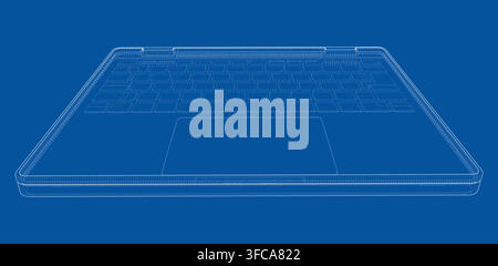 laptop wireframe illustration. Vector Stock Vector
