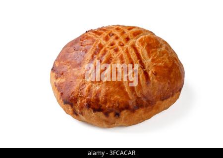 Traditional Turkish Pogaca Pastry with Golden Crust Isolated on White Background Stock Photo