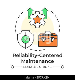 Reliability centered maintenance multi color concept icon Stock Vector