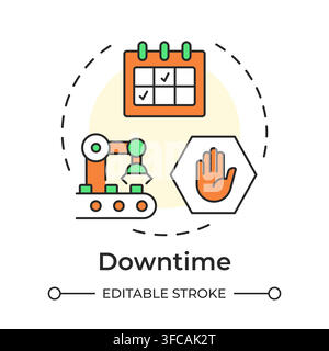 Downtime multi color concept icon Stock Vector