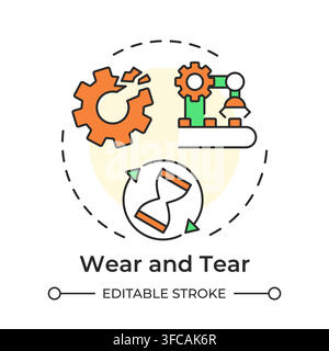 Wear and tear multi color concept icon Stock Vector