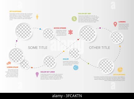 Create a professional presentation with this modern infinity loop infographic. This infinity loop infographic template features clean photo placeholde Stock Vector