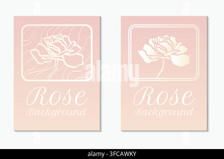 A set of two elegant rose card templates or covers with a soft pastel pink and beige gradient.Vector illustration. Stock Vector