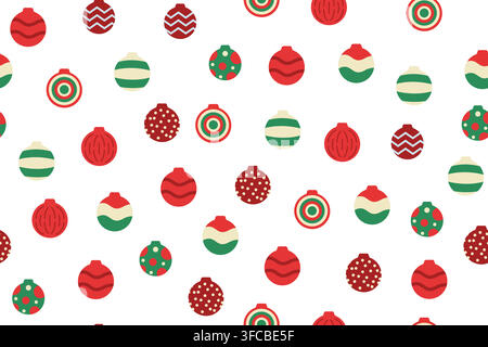 Seamless pattern of Christmas multi-colored balls. Randomly scattered Christmas tree toys. New Year pattern. Different patterns on Christmas balls. Ve Stock Vector