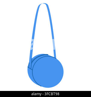 Canteen Bag Cross-Body round silhouette bag. Fashion accessory technical illustration. Vector satchel front 3-4 view for Men, women, unisex style, flat handbag CAD mockup sketch outline isolated Stock Vector