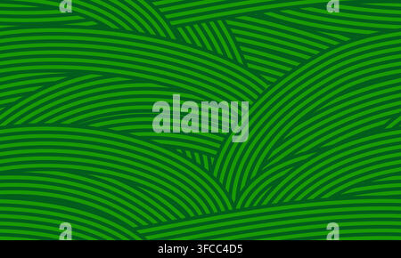 Agriculture plantation green farm field seamless pattern, farmland background, wavy bg. Agricultural abstract environmental landscape texture with natural rolling hills, rice or corn meadow and grass Stock Vector