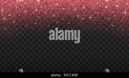 Pink gold spray confetti glitter particles, falling rose shiny luminous shimmer, glow sequin overlay party star dust background. Vector sparkle texture with twinkle, stardust, magic and light effect Stock Vector