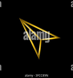 Share link Map cursor icon, golden metallic thin 3d lines vector illustration collection. Stock Vector