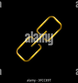 Web link icon, golden metallic thin 3d lines vector illustration collection. Stock Vector