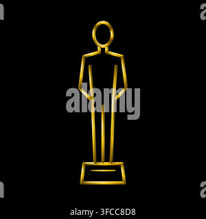 Award icon, golden metallic thin 3d lines vector illustration collection. Stock Vector