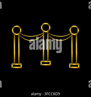 Crowd Control Barrier icon, golden metallic thin 3d lines vector illustration collection. Stock Vector