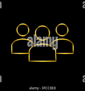 Membersusers icon, golden metallic thin 3d lines vector illustration collection. Stock Vector