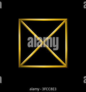 Checkbox icon, golden metallic thin 3d lines vector illustration collection. Stock Vector