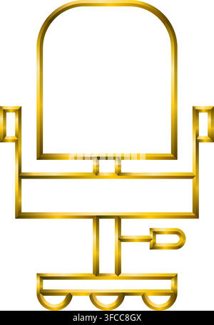 Office chair icon, golden metallic thin 3d lines collection. Stock Vector