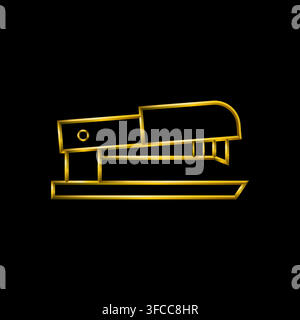 Stapler icon, golden metallic thin 3d lines collection. Stock Vector