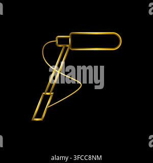 Boom microfone, sound, audio, record. Metallic golden symbols icons collection. Stock Vector