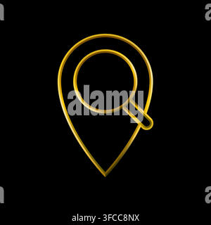 Locate pin marker icon. Metallic gold icons set collection. Stock Vector