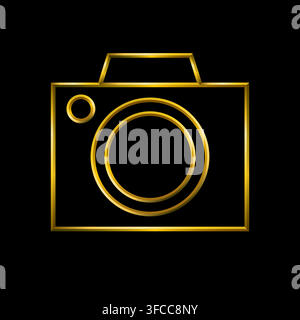 Camera icon. Metallic gold icons set collection. Stock Vector