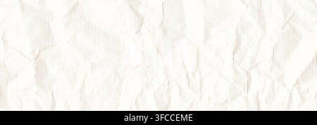 Crumpled paper distressed line texture. Beige vertical striped wrinkled background. Rough pixelated creased surface. Distressed linear scratches sheet wallpaper. Pop art glitch noise backdrop. Vector Stock Vector