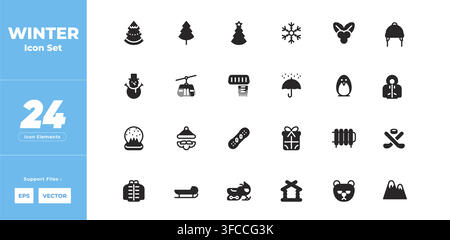 Winter Icon Set Vector Elements Collection Stock Vector