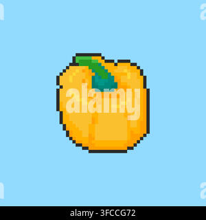 Pixel art Yellow Paprika game asset design Stock Vector