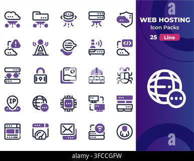 Web Hosting Line Icon Set Vector Illustration Stock Vector