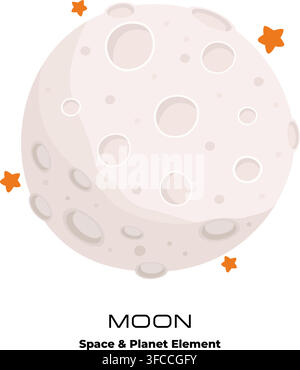 Full Moon Surface Vector Illustration Concept Stock Vector