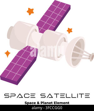 Space Satellite Orbiting Vector Illustration Stock Vector