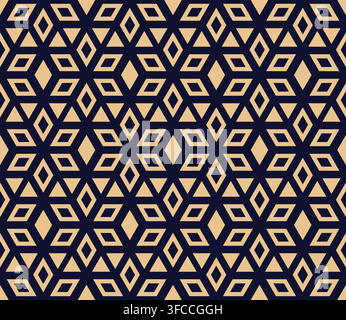 Abstract geometric pattern. A seamless vector background. Gold and dark blue ornament. Graphic modern pattern. Simple lattice graphic design Stock Vector