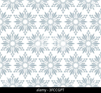 Abstract geometric pattern with lines, snowflakes. A seamless vector background. White and blue texture. Graphic modern pattern Stock Vector