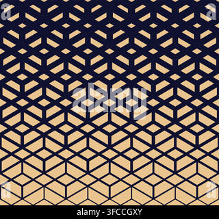 Abstract geometric pattern. Modern vector background. Gold and dark blue halftone. Graphic modern pattern. Simple lattice graphic design Stock Vector