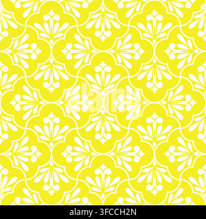 Flower geometric pattern. Seamless vector background. White and yellow ornament Stock Vector