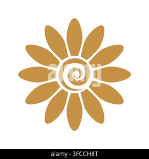 Gold chamomile. Flower. Isolated graphic element. Vector graphics. - Vector illustration Stock Vector