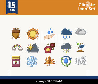 Simple climate icons displayed on a clean background Stock Vector