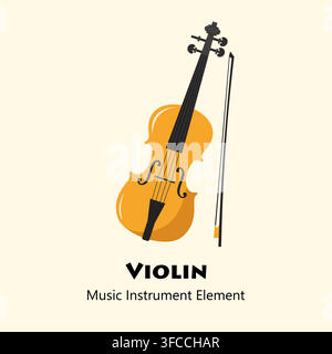 Violin and Bow Musical Instrument Vector Illustration Stock Vector