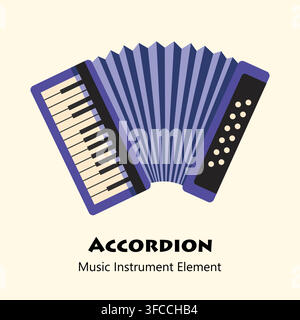 Stylized purple accordion musical instrument vector illustration Stock Vector