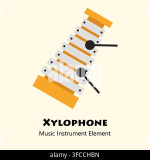 Minimalist flat illustration of a xylophone music instrument Stock Vector
